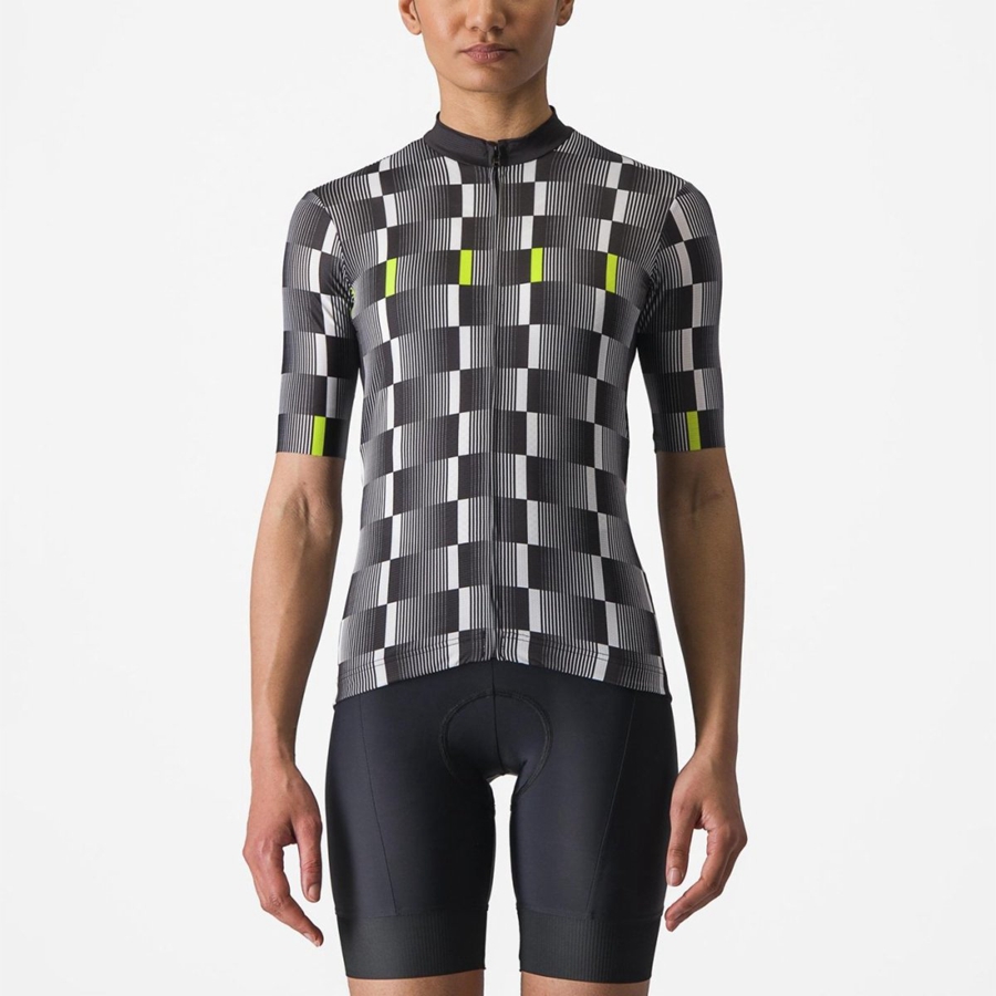 Castelli DIMENSIONE Women Jersey Black / White / Light Green | 3542-UICNS