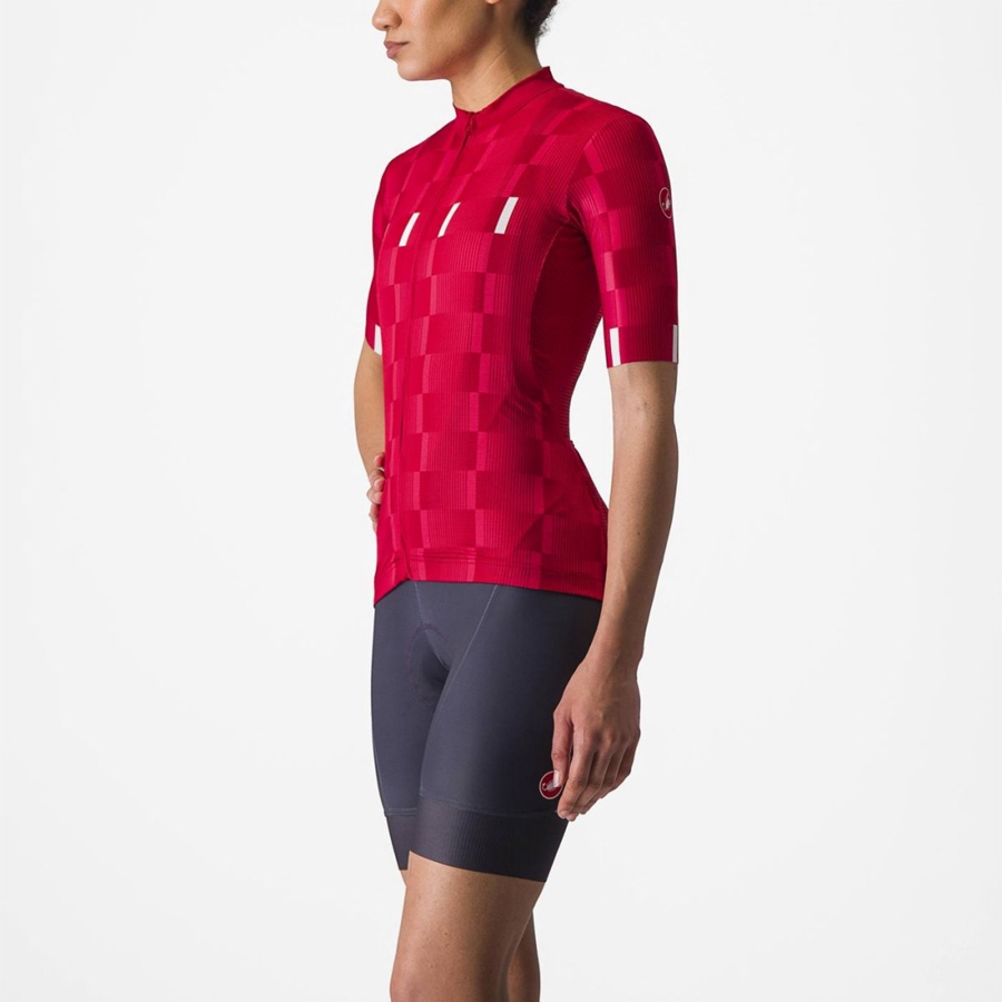 Castelli DIMENSIONE Women Jersey Red / White | 5768-TIJFW