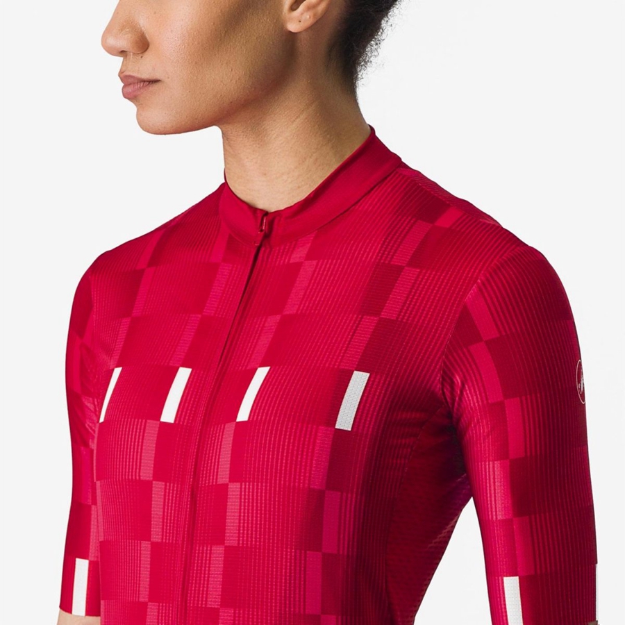 Castelli DIMENSIONE Women Jersey Red / White | 5768-TIJFW