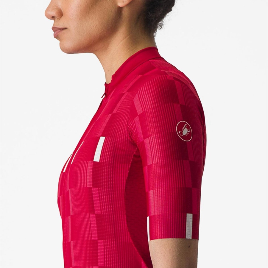 Castelli DIMENSIONE Women Jersey Red / White | 5768-TIJFW