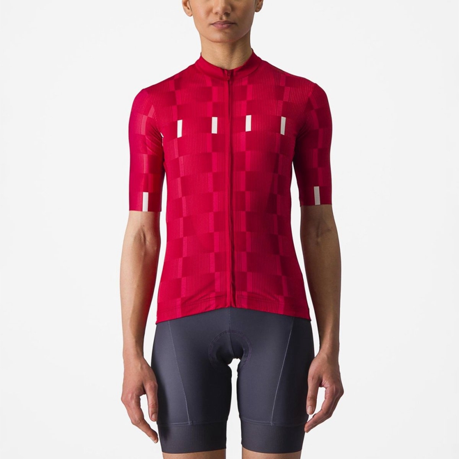 Castelli DIMENSIONE Women Jersey Red / White | 5768-TIJFW