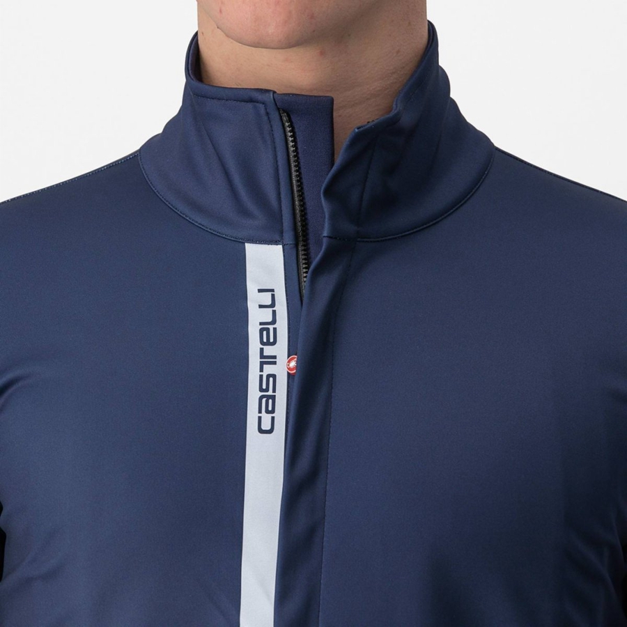 Castelli ENTRATA Men Jackets Blue / Silver | 5189-KIXBP