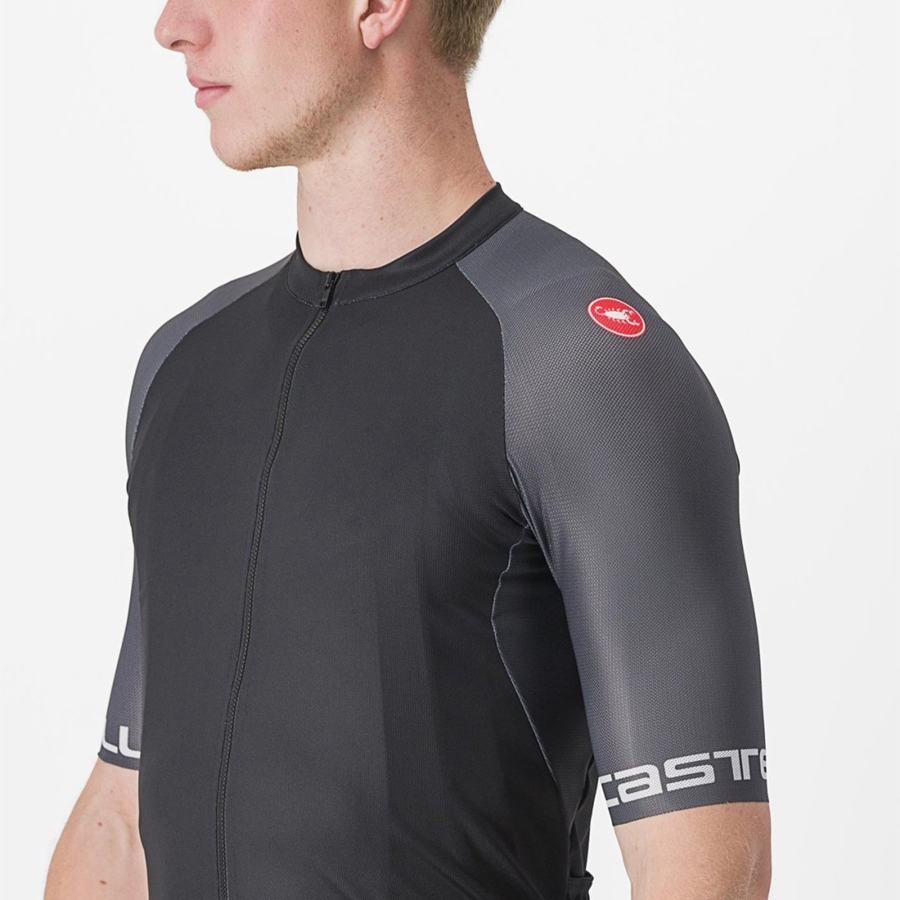 Castelli ENTRATA VI Men Jersey Black / Dark Grey / Silver | 8567-QJNEK