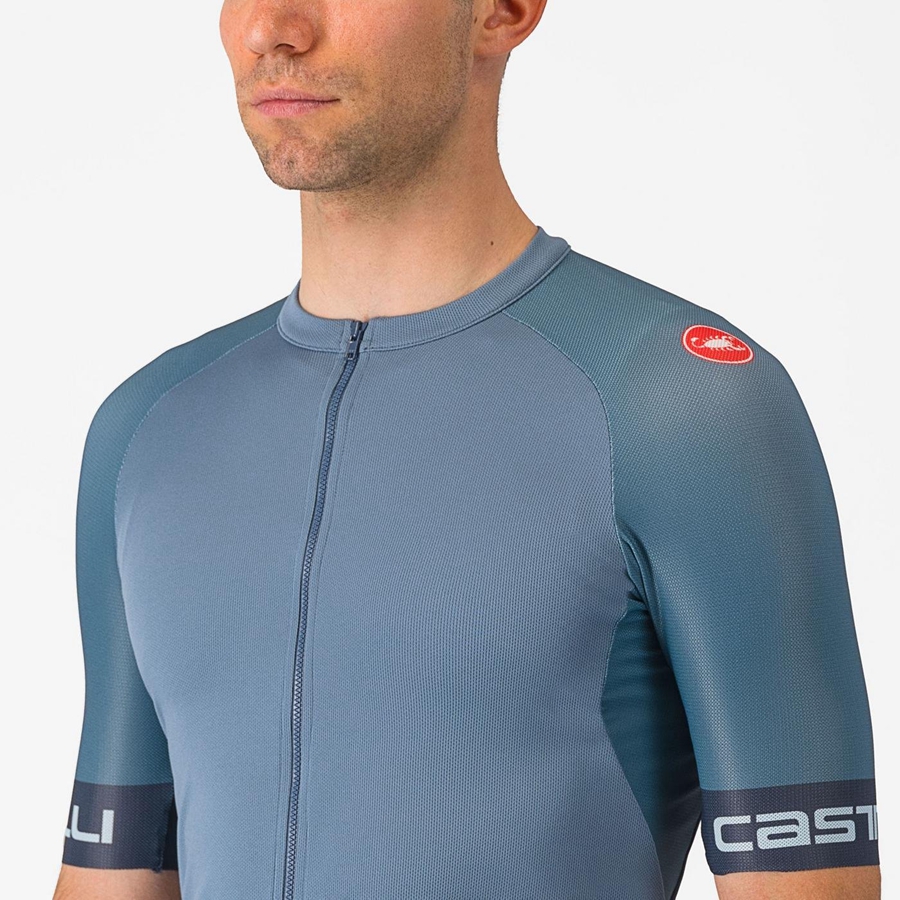 Castelli ENTRATA VI Men Jersey Light Grey Blue / Dark Grey | 8907-IXMOP