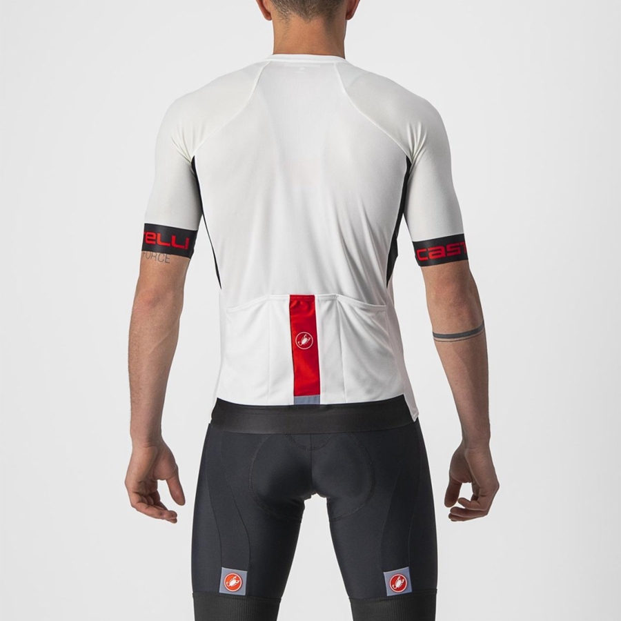 Castelli ENTRATA VI Men Jersey White / Black / Red | 0175-HEQBZ