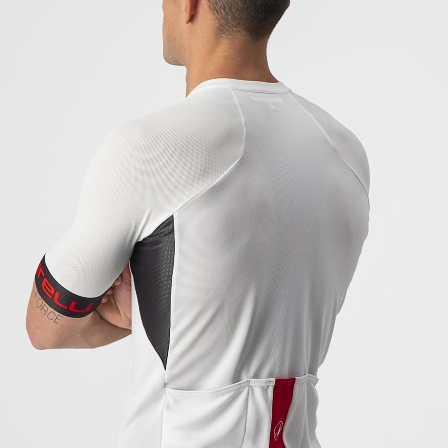 Castelli ENTRATA VI Men Jersey White / Black / Red | 0175-HEQBZ