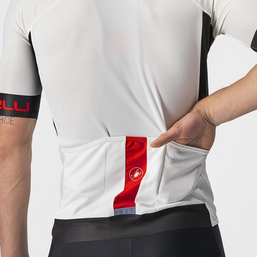 Castelli ENTRATA VI Men Jersey White / Black / Red | 0175-HEQBZ