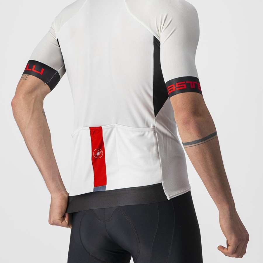 Castelli ENTRATA VI Men Jersey White / Black / Red | 0175-HEQBZ