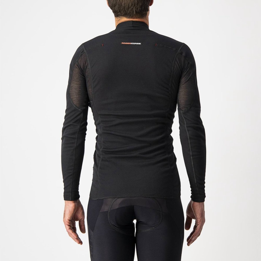 Castelli FLANDERS WARM LONG SLEEVE Men Base Layer Black | 5423-SXNWQ