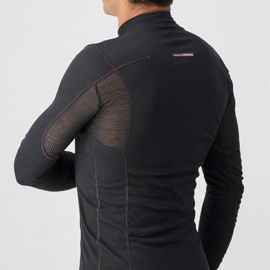 Castelli FLANDERS WARM LONG SLEEVE Men Base Layer Black | 5423-SXNWQ