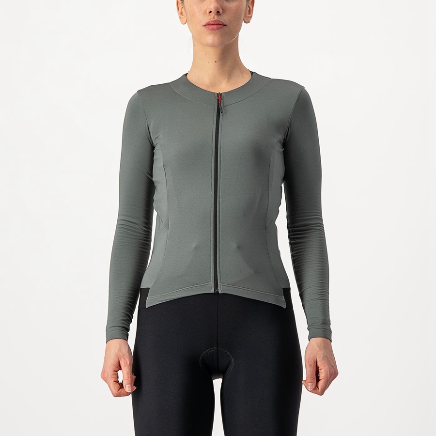 Castelli FLY LS W Women Jersey Grey | 0264-IXYNS