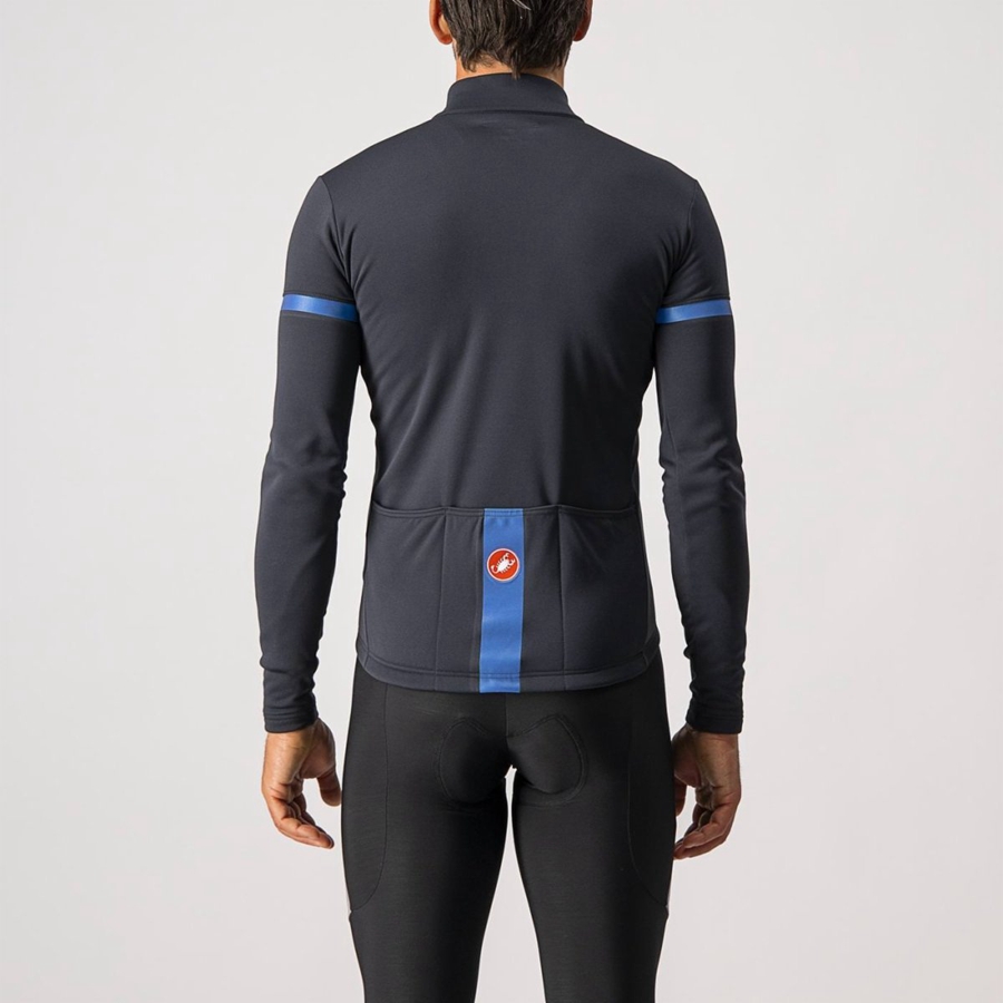 Castelli FONDO 2 FZ Men Jersey Black / Blue | 8692-MEIBK