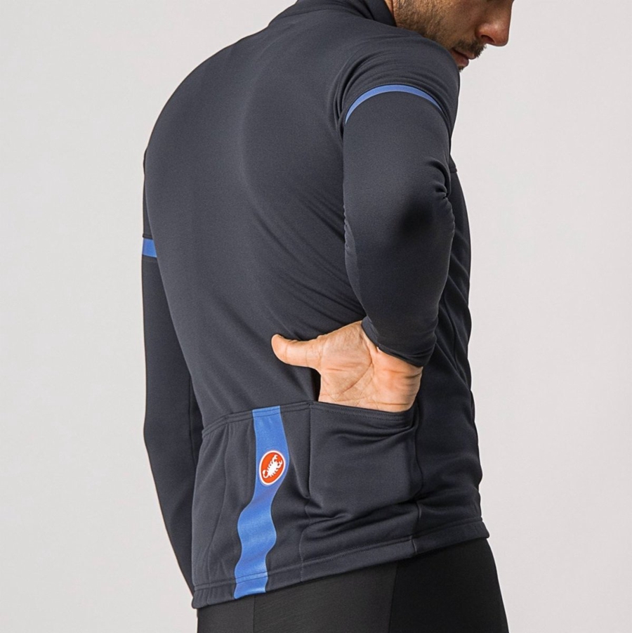 Castelli FONDO 2 FZ Men Jersey Black / Blue | 8692-MEIBK