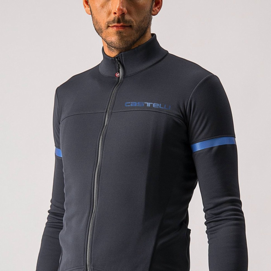 Castelli FONDO 2 FZ Men Jersey Black / Blue | 8692-MEIBK