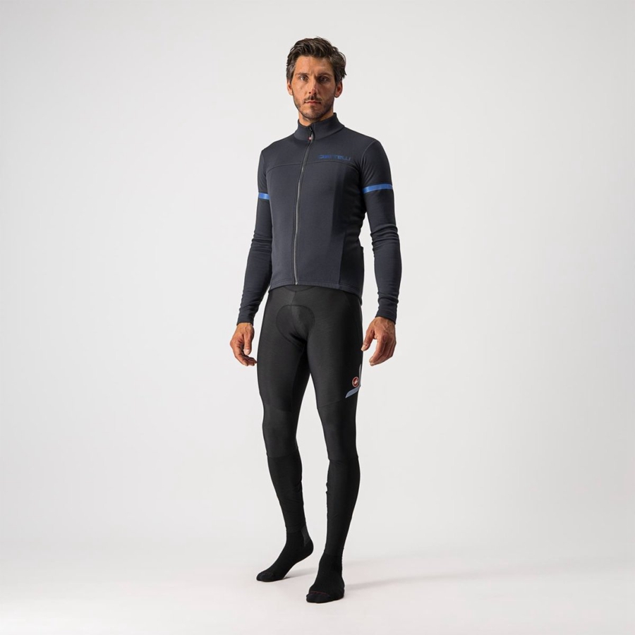 Castelli FONDO 2 FZ Men Jersey Black / Blue | 8692-MEIBK