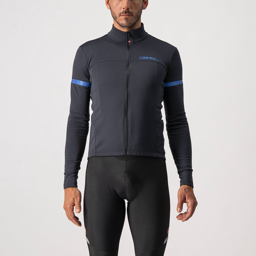 Castelli FONDO 2 FZ Men Jersey Black / Blue | 8692-MEIBK