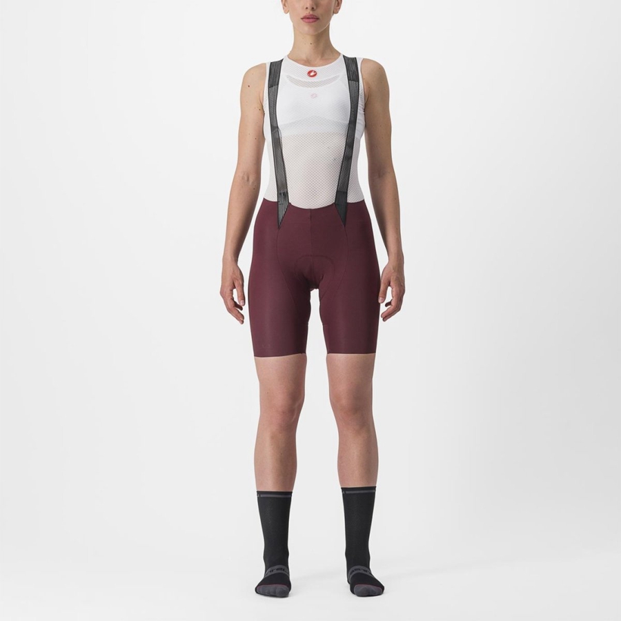 Castelli FREE AERO RC W Women Bib Shorts Deep Burgundy | 1834-SJMCY