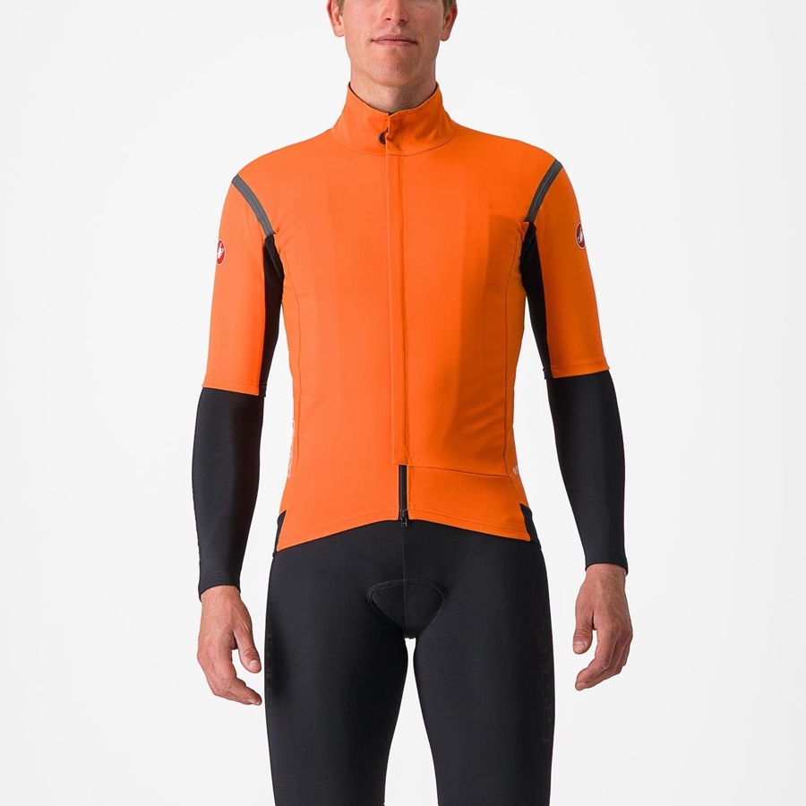 Castelli GABBA RoS 2 Men Jackets Red Orange / Dark Grey | 9025-ZACFW