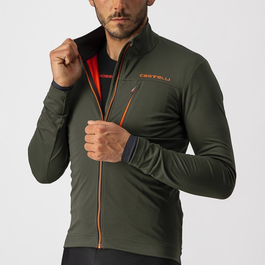 Castelli GO Men Jackets Green / Red | 3561-EQTKC