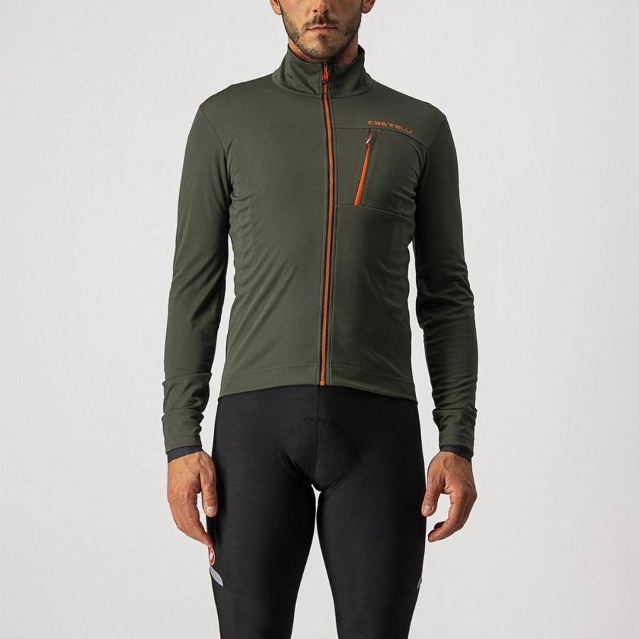 Castelli GO Men Jackets Green / Red | 3561-EQTKC