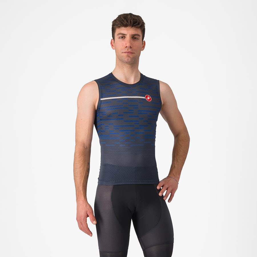 Castelli INSIDER SLEEVELESS Men Jersey Blue | 6923-QIVUA