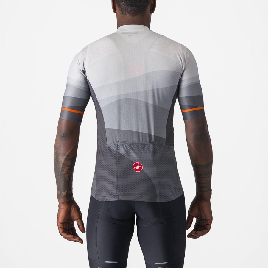 Castelli ORIZZONTE Men Jersey Dark Grey / Silver Grey | 6072-UJXHY