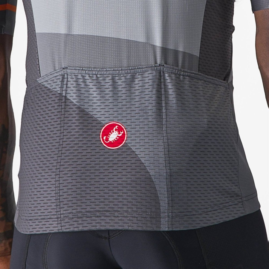 Castelli ORIZZONTE Men Jersey Dark Grey / Silver Grey | 6072-UJXHY