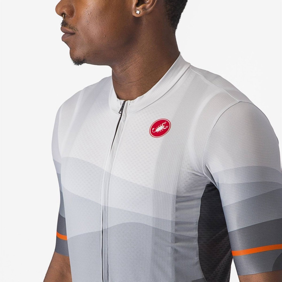 Castelli ORIZZONTE Men Jersey Dark Grey / Silver Grey | 6072-UJXHY