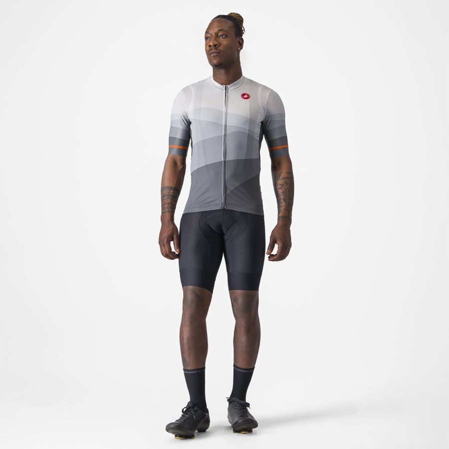 Castelli ORIZZONTE Men Jersey Dark Grey / Silver Grey | 6072-UJXHY