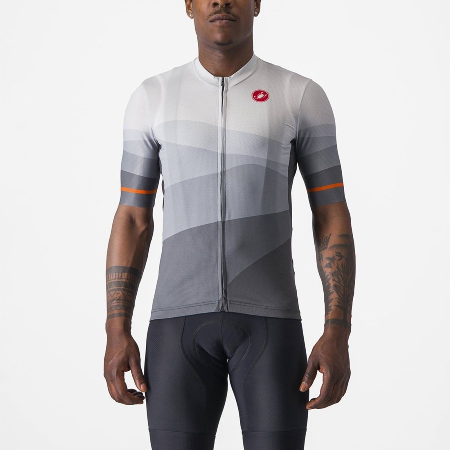 Castelli ORIZZONTE Men Jersey Dark Grey / Silver Grey | 6072-UJXHY