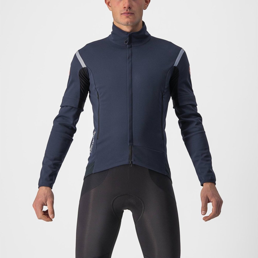 Castelli PERFETTO RoS 2 CONVERTIBLE Men Jackets Blue / Silver | 9245-RSBAJ