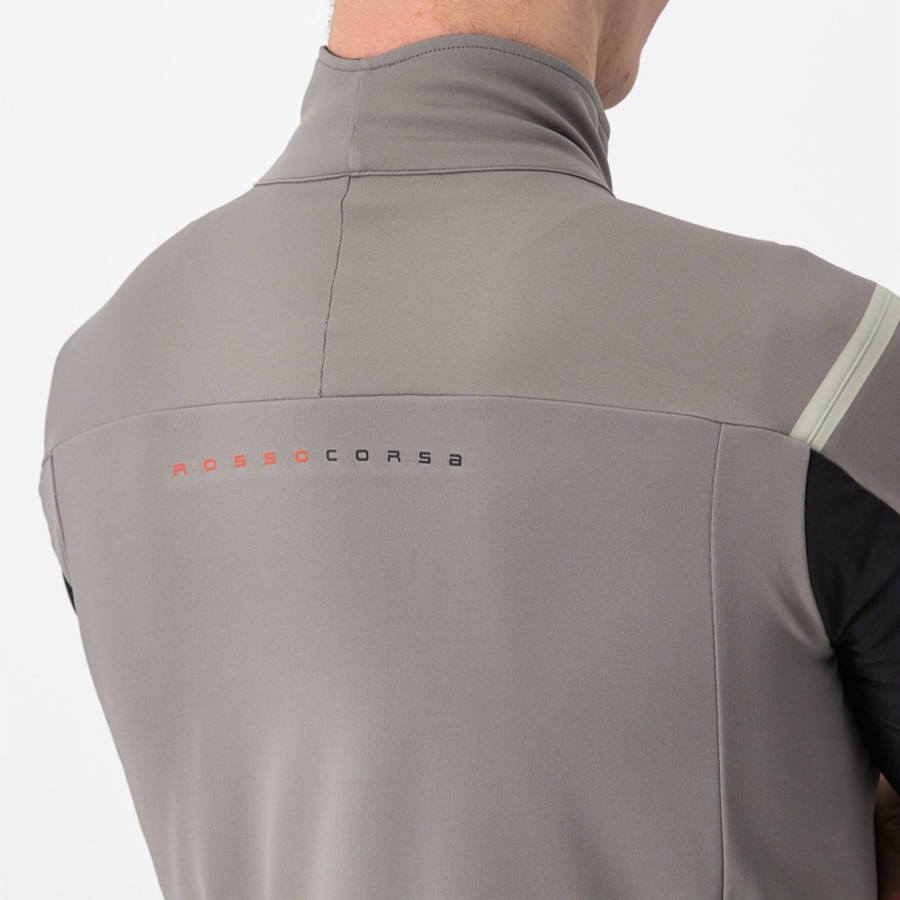 Castelli PERFETTO RoS 2 CONVERTIBLE Men Jackets Grey / Khaki Grey | 4835-NOJWS