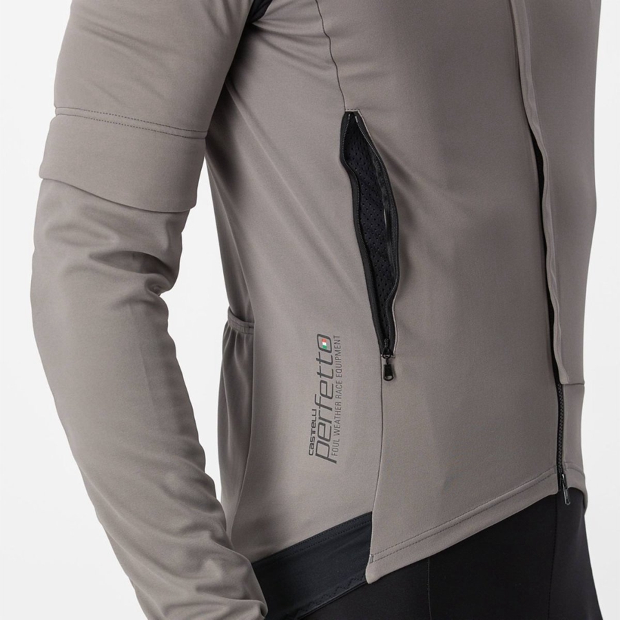 Castelli PERFETTO RoS 2 CONVERTIBLE Men Jackets Grey / Khaki Grey | 4835-NOJWS