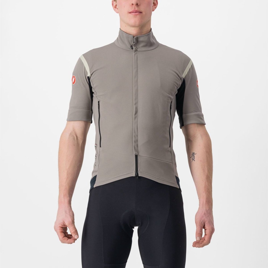 Castelli PERFETTO RoS 2 CONVERTIBLE Men Jackets Grey / Khaki Grey | 4835-NOJWS