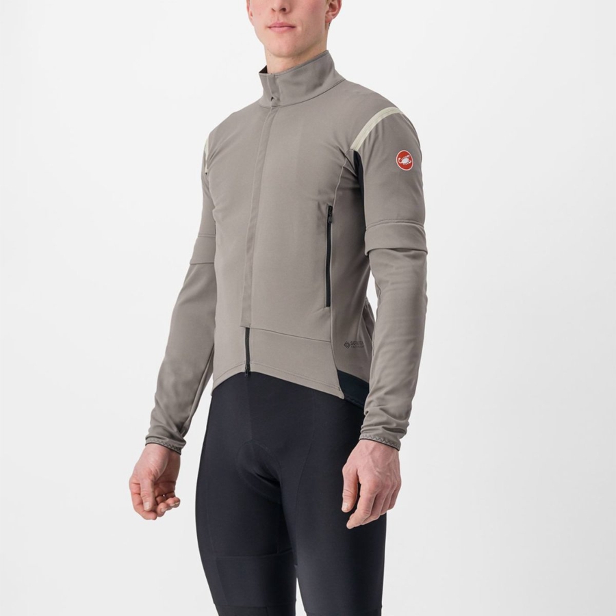 Castelli PERFETTO RoS 2 CONVERTIBLE Men Jackets Grey / Khaki Grey | 4835-NOJWS