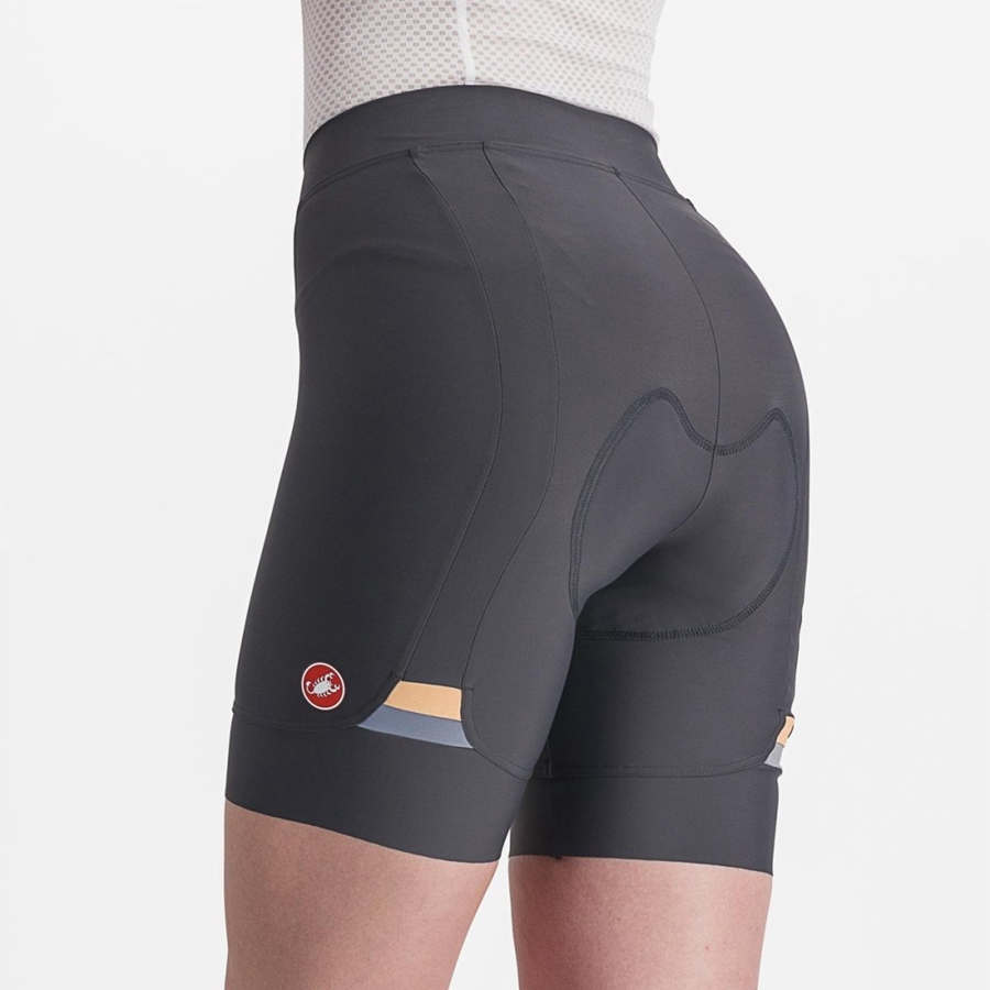 Castelli PRIMA Women Shorts Dark Grey / Orange | 5914-NMSFT