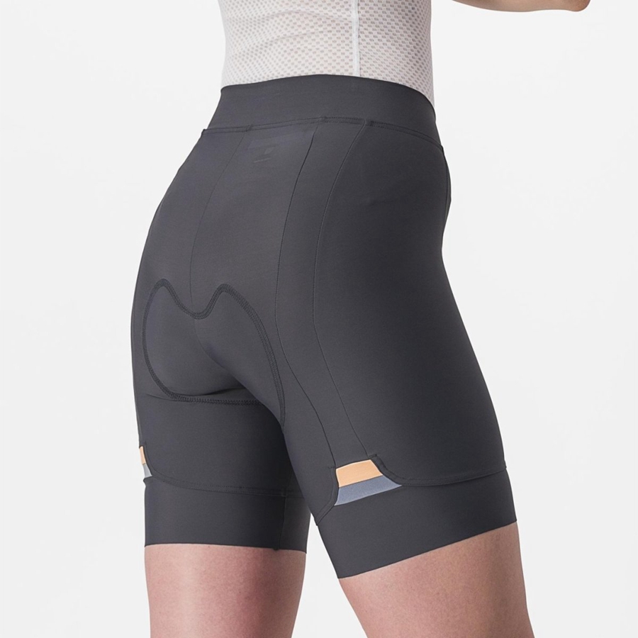 Castelli PRIMA Women Shorts Dark Grey / Orange | 5914-NMSFT