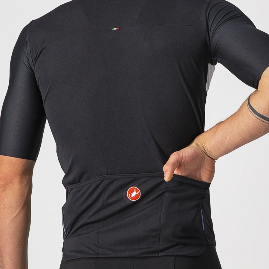 Castelli PROLOGO 7 Men Jersey Black / Silver Grey / White | 8725-YQWCB