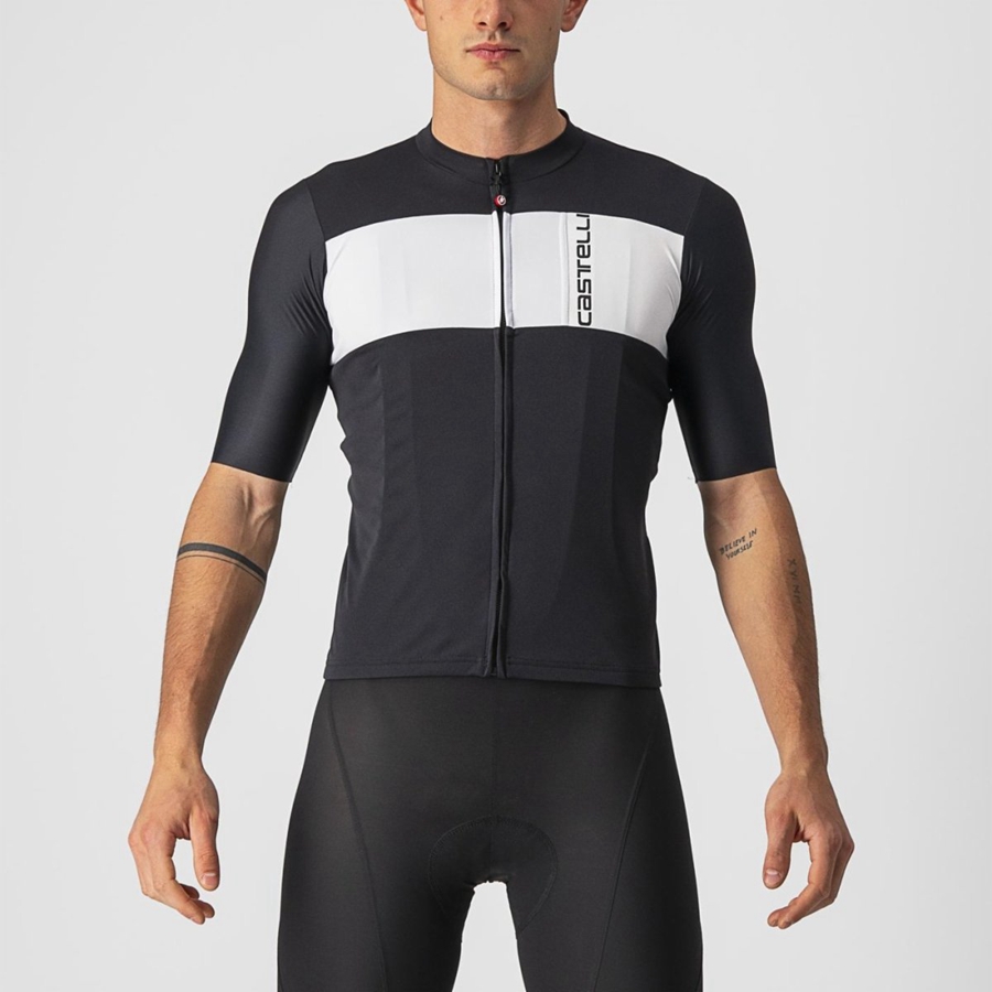 Castelli PROLOGO 7 Men Jersey Black / Silver Grey / White | 8725-YQWCB