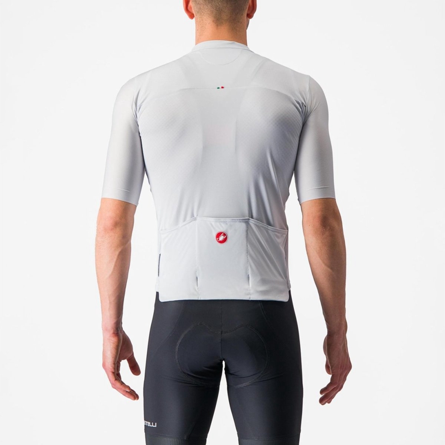 Castelli PROLOGO 7 Men Jersey Silver Grey / Green | 5014-MTXLU