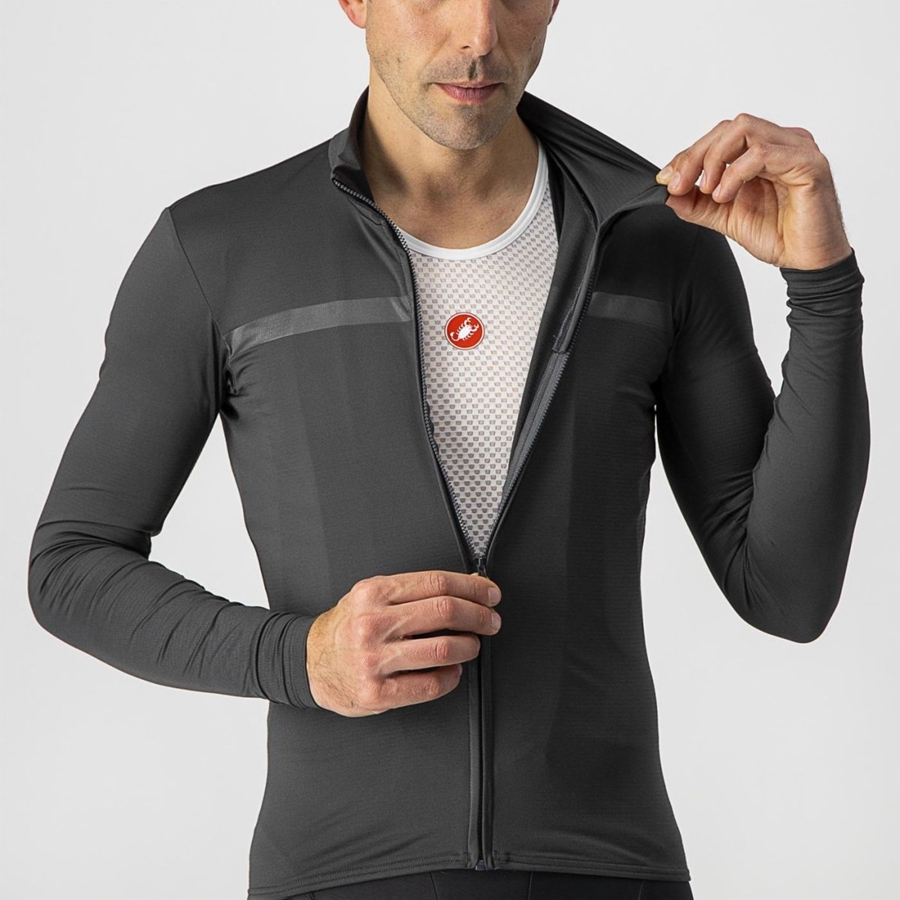 Castelli PRO THERMAL MID LS Men Jersey Dark Grey | 6324-QPRTL