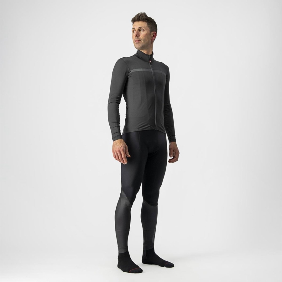 Castelli PRO THERMAL MID LS Men Jersey Dark Grey | 6324-QPRTL