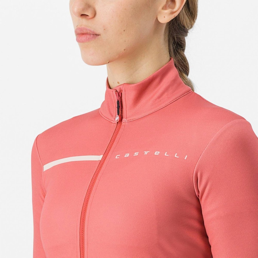 Castelli SINERGIA 2 FZ Women Jersey Red / Cream Pink | 8541-DCMVE