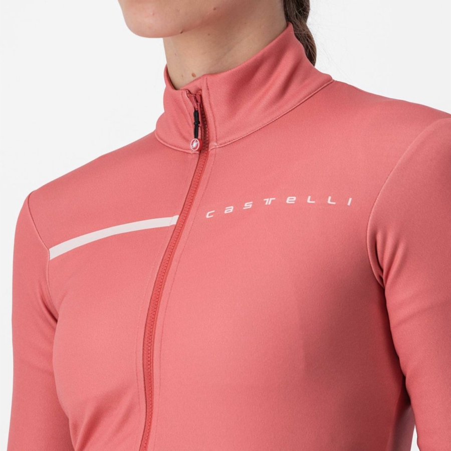 Castelli SINERGIA 2 FZ Women Jersey Red / Cream Pink | 8541-DCMVE