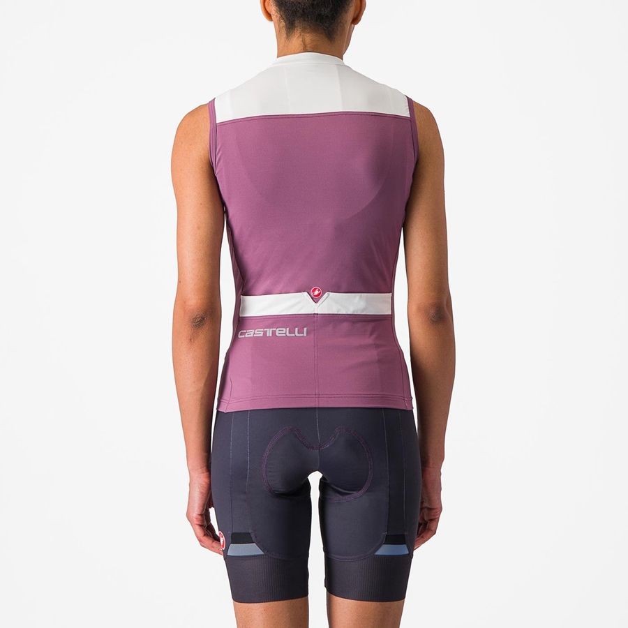 Castelli SOLARIS SLEEVELESS Women Jersey Deep Purple / White | 9461-XJUSQ