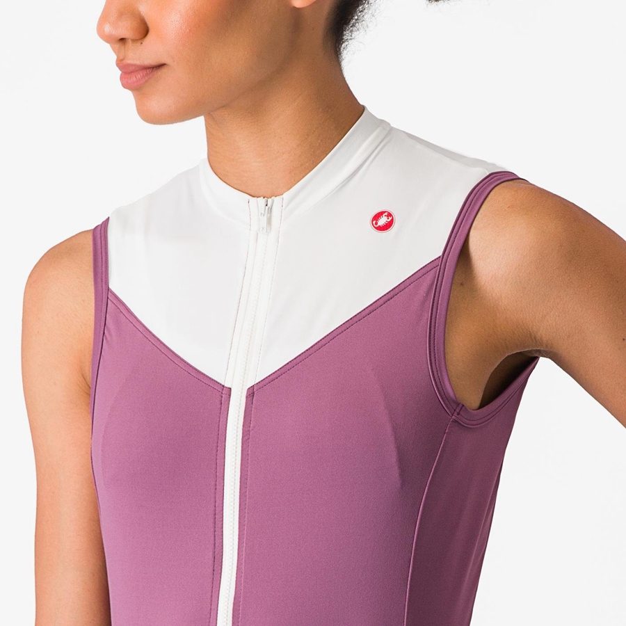 Castelli SOLARIS SLEEVELESS Women Jersey Deep Purple / White | 9461-XJUSQ