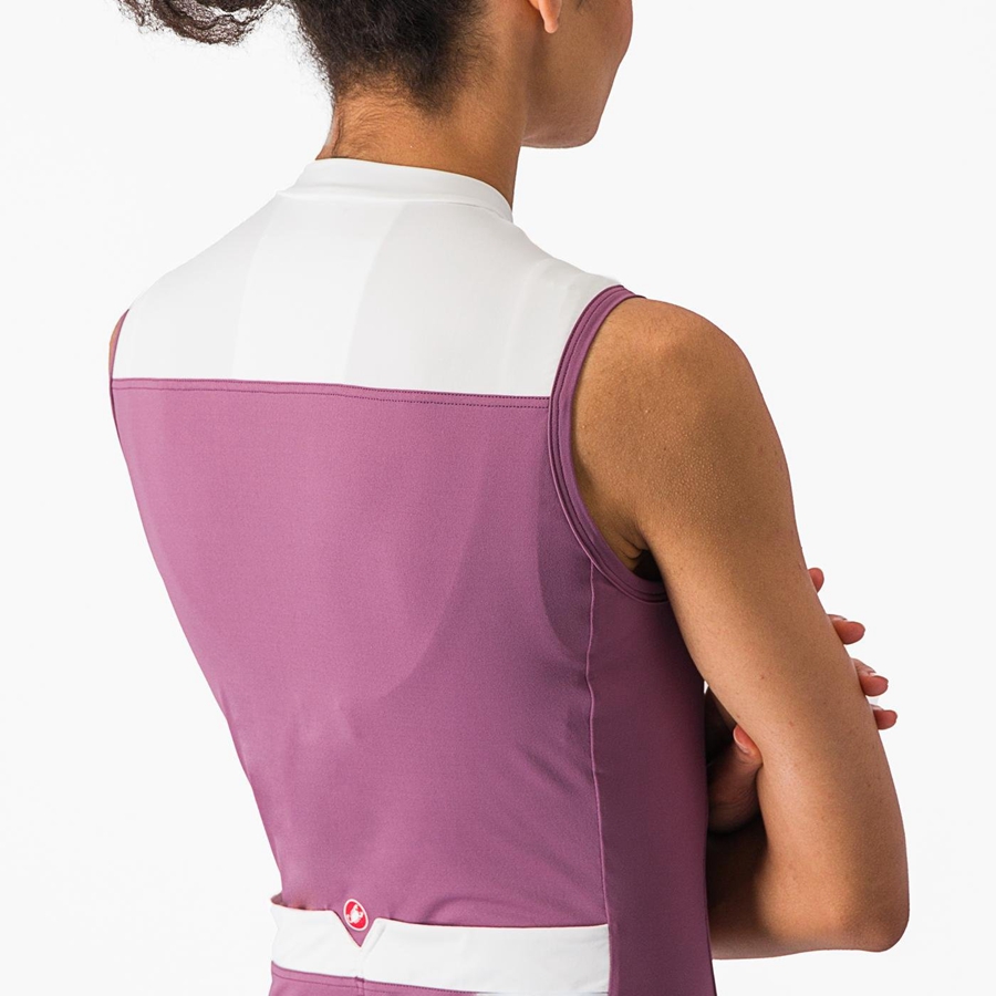 Castelli SOLARIS SLEEVELESS Women Jersey Deep Purple / White | 9461-XJUSQ