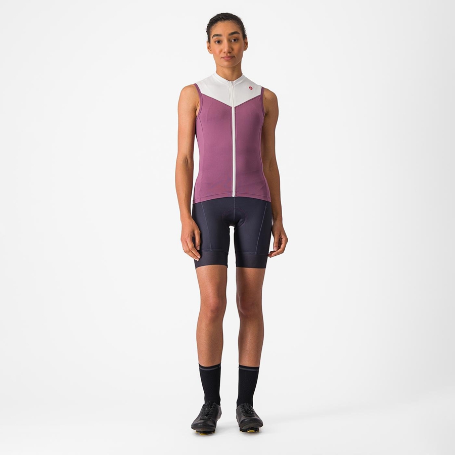 Castelli SOLARIS SLEEVELESS Women Jersey Deep Purple / White | 9461-XJUSQ