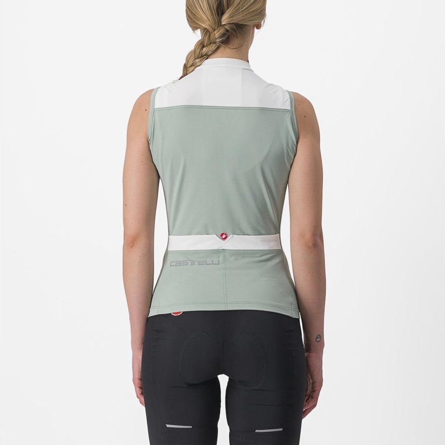 Castelli SOLARIS SLEEVELESS Women Jersey Green / White | 0149-YIDNJ