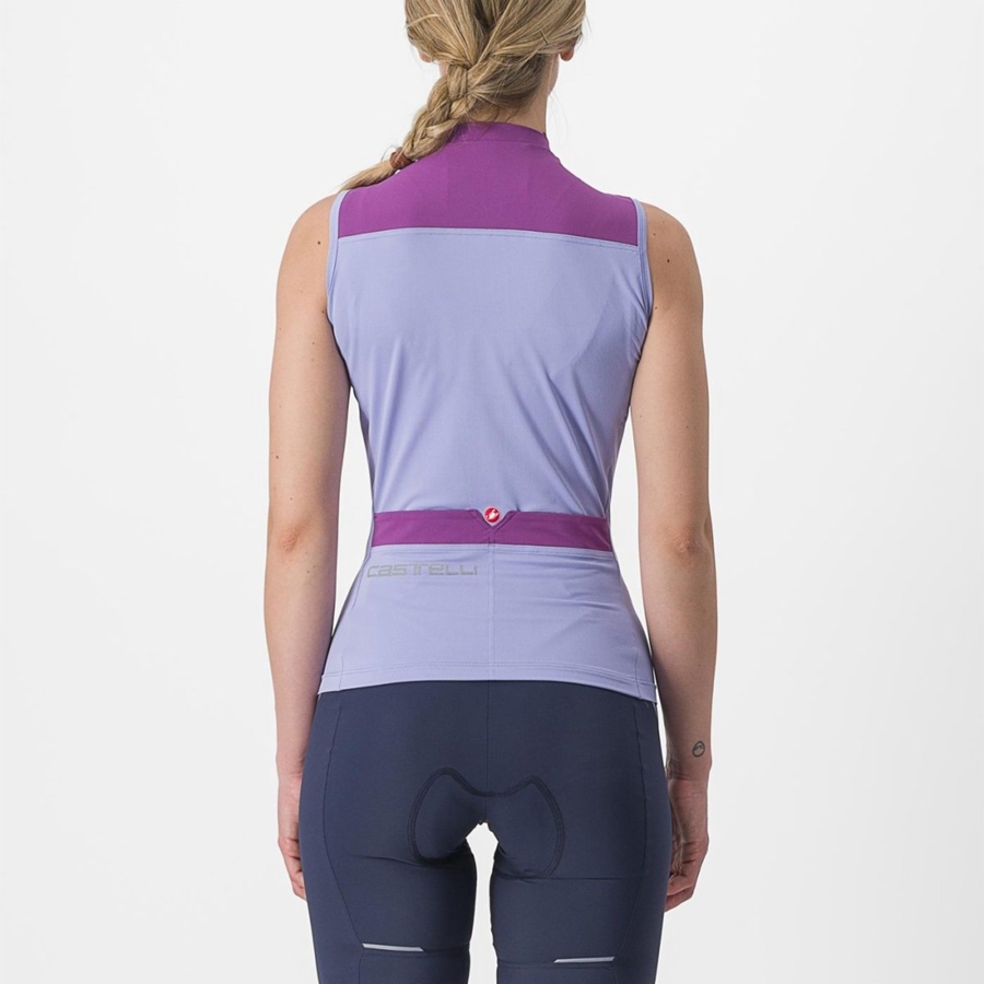 Castelli SOLARIS SLEEVELESS Women Jersey Purple White | 2673-QGXDZ